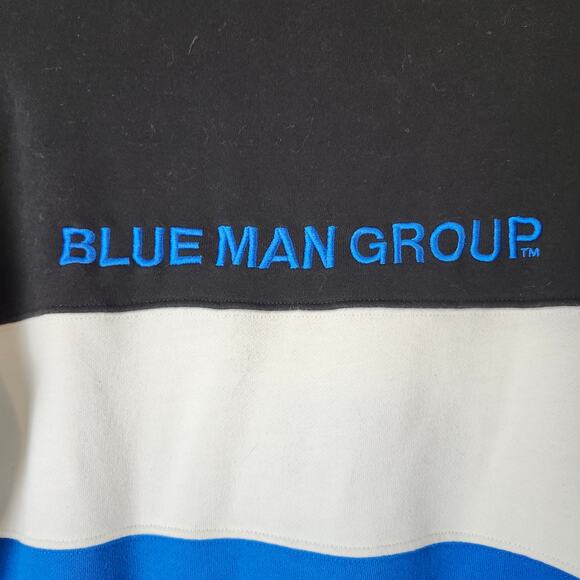 Blue Man Group Color Block Sweatshirt Kangaroo Pocket Large Black/White/Blue - Picture 4 of 12